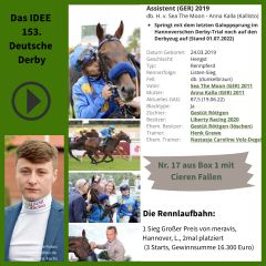 Geht mit der Nr. 17 ins IDEE 153. Deutsche Derby - Assistent. ©galoppfoto - Turf-Times - Dr. Jens Fuchs