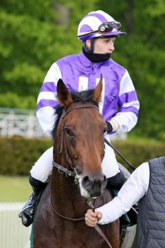 Gestüt Höny-Hofs Sea of Sands mit Lukas Delozier nach dem Sieg im Wettstar.de - Derby Trial in Hoppegarten. ©galoppfoto - Frank Sorge