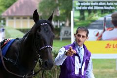 Da geht es lang: Palace Prince vor dem Longines - Großer Preis von Baden, in dem er Vierter wurde. Foto: Dr. Jens Fuchs