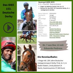 Geht mit der Nr. 7 ins IDEE 153. Deutsche Derby - Queroyal. ©galoppfoto - Turf-Times - Dr. Jens Fuchs