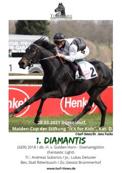 Ein Pferd mit Derbynennung: Diamantis aus dem Quartier von Andreas Suborics gewinnt mit Lukas Delozier im Sattel. ©turf-times/Dr. Jens Fuchs 