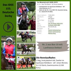 Geht mit der Nr. 2 ins IDEE 153. Deutsche Derby - So Moonstruck. ©galoppfoto - Turf-Times - Dr. Jens Fuchs